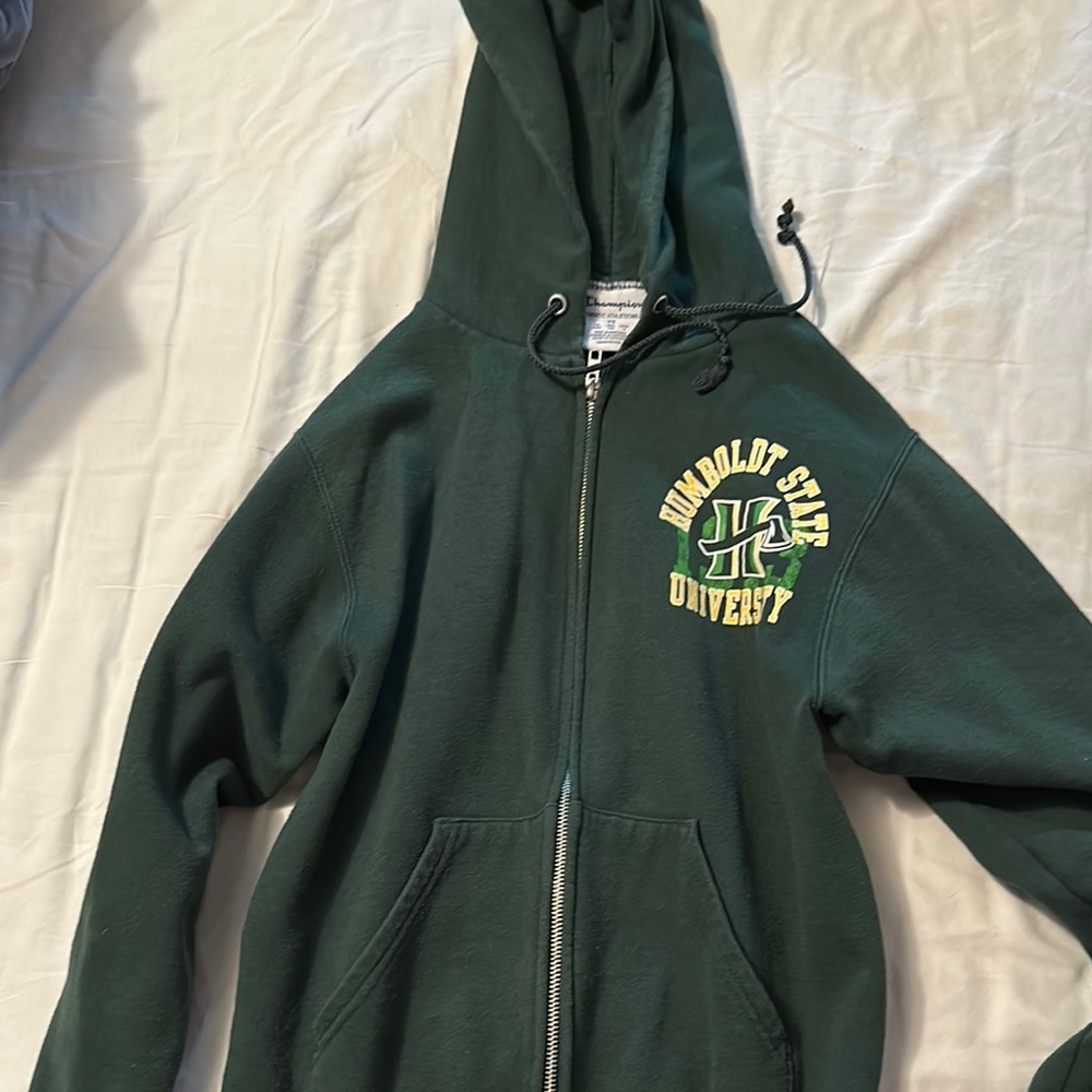 Champion Green Hoodie with Yellow Print